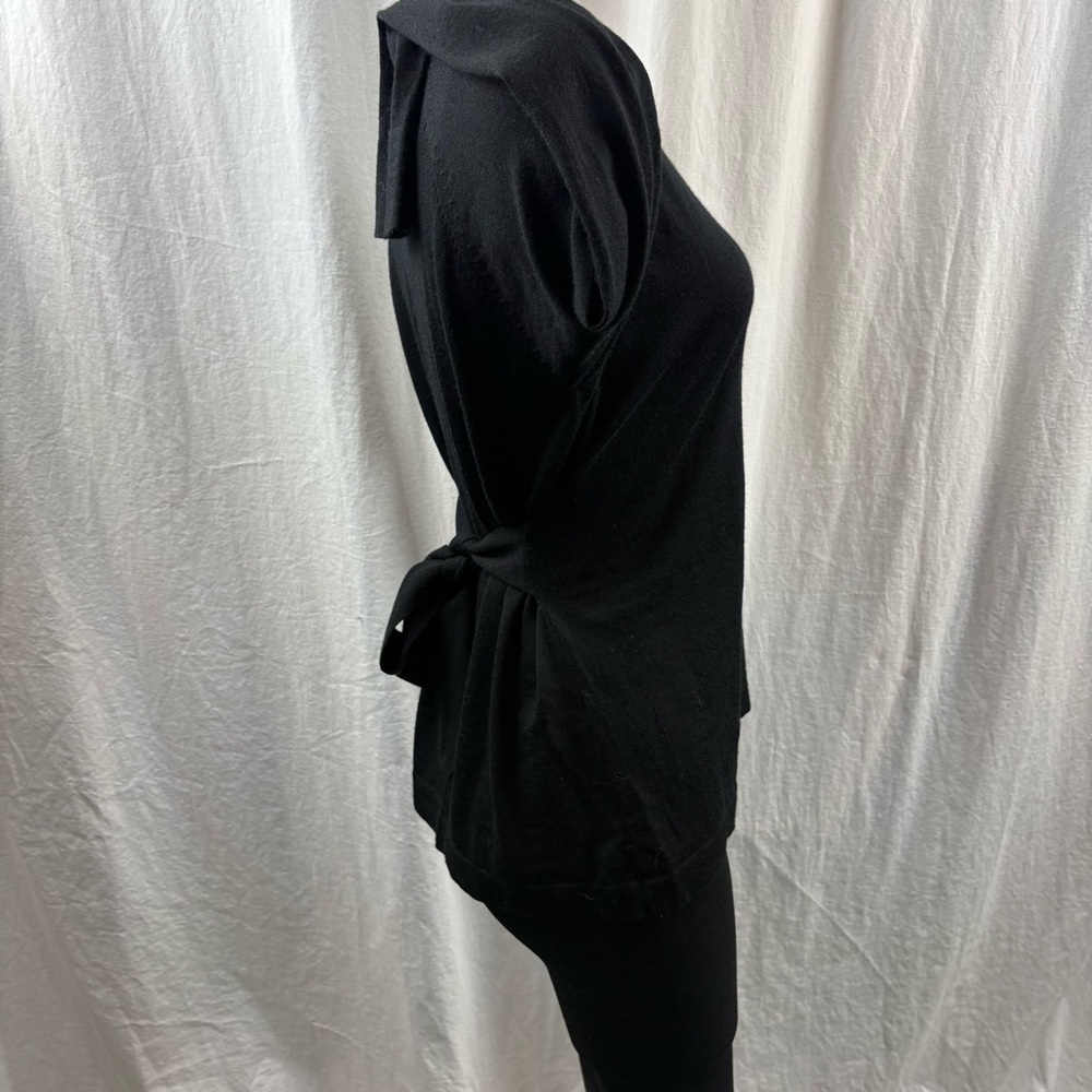 Sandra Angelozzi Black Crew Neck Sweater with Attached Wide Sash M - Picture 5 of 11